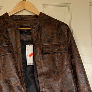 Urban Outfitters Distressed Brown Leather Jacket